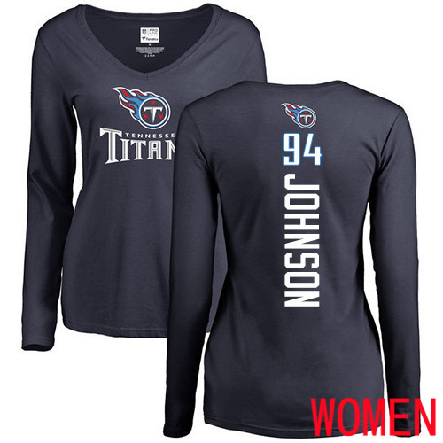 Tennessee Titans Navy Blue Women Austin Johnson Backer NFL Football #94 Long Sleeve T Shirt